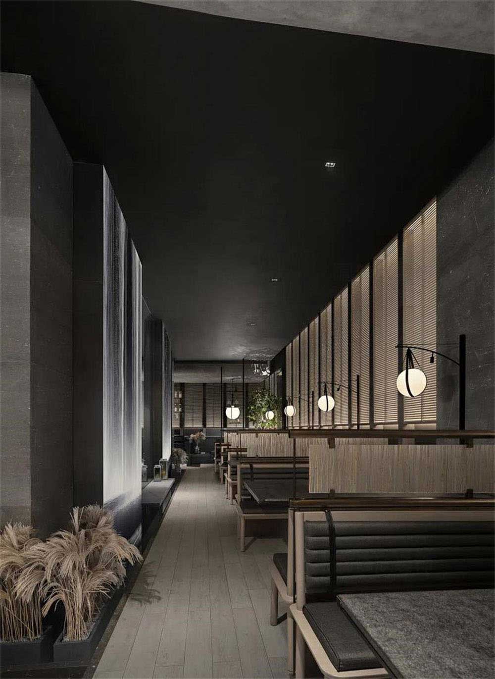 簡約風格日本料理鐵板燒餐廳裝修設計燈具 簡約風格日本料理鐵板燒餐廳裝修設計燈具