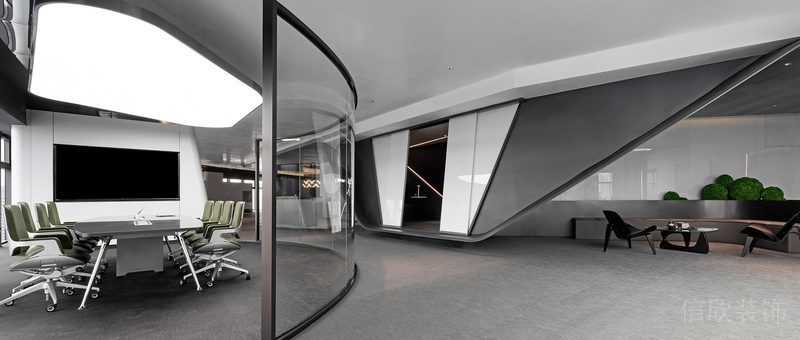 深圳南山區華潤置地大廈現代風格辦公室裝修會議室效果圖