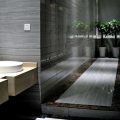 灰色辦公室衛(wèi)生間裝修效果地臺設計防水大理石瓷磚洗手臺設計