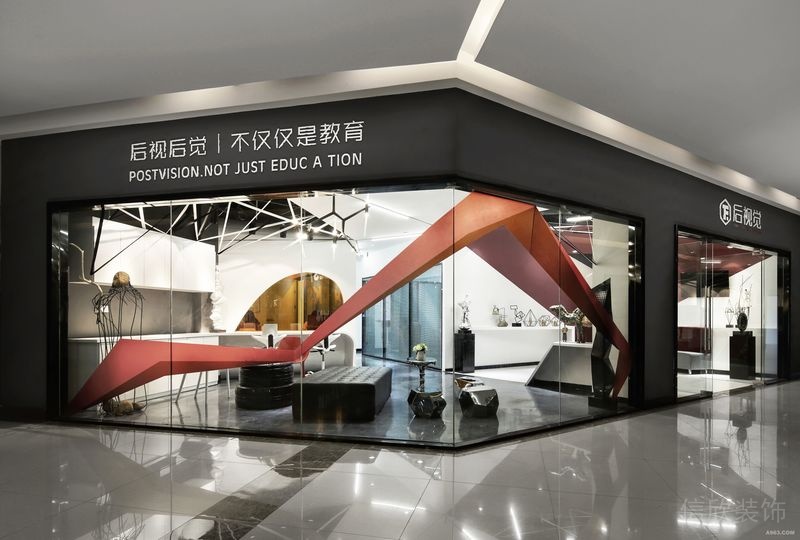 后事后覺教育培訓(xùn)機(jī)構(gòu)店鋪裝修玻璃櫥窗創(chuàng)意隔斷墻體設(shè)計(jì)效果圖