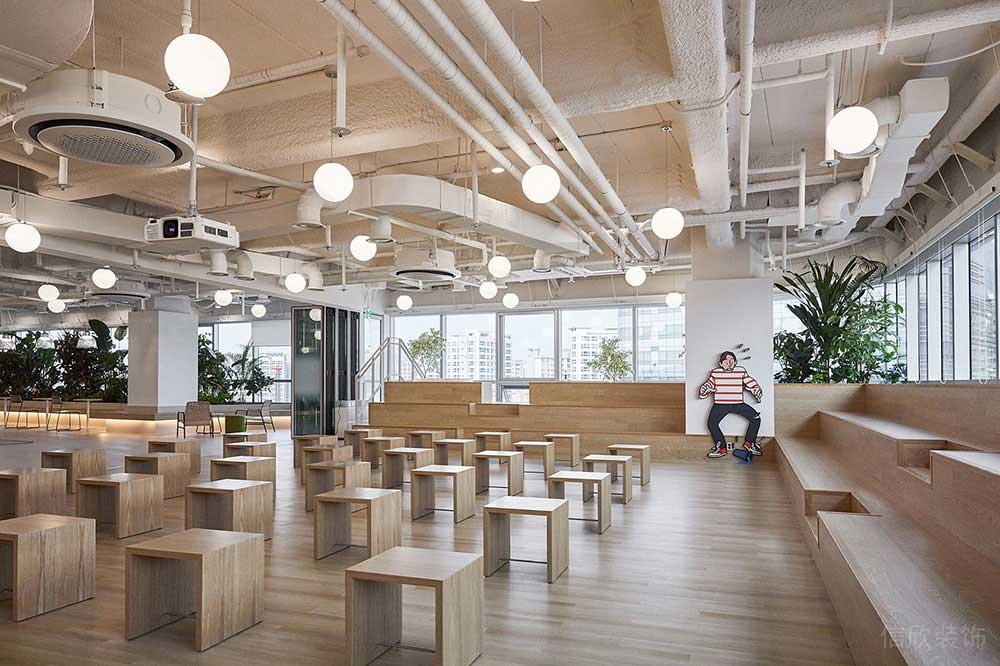 北歐工業(yè)風(fēng)商務(wù)辦公空間階梯式培訓(xùn)活動(dòng)廳裝修圖