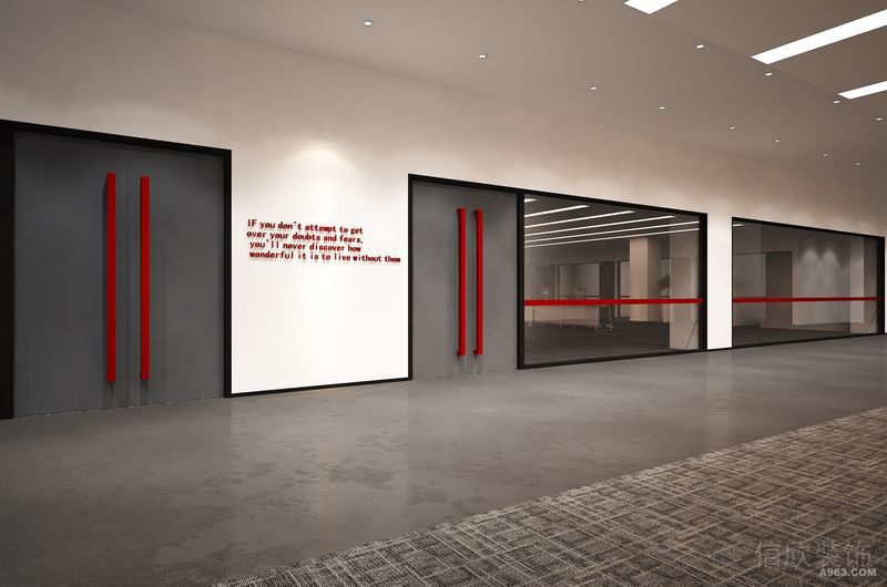 走廊黑色扶手灰色商務(wù)風(fēng)簡約門平推設(shè)計辦公室