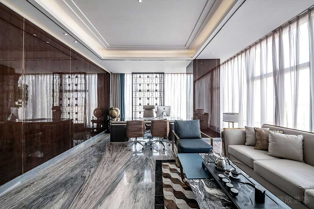 輕奢新中式辦公空間總經(jīng)理辦公室設(shè)計裝修圖