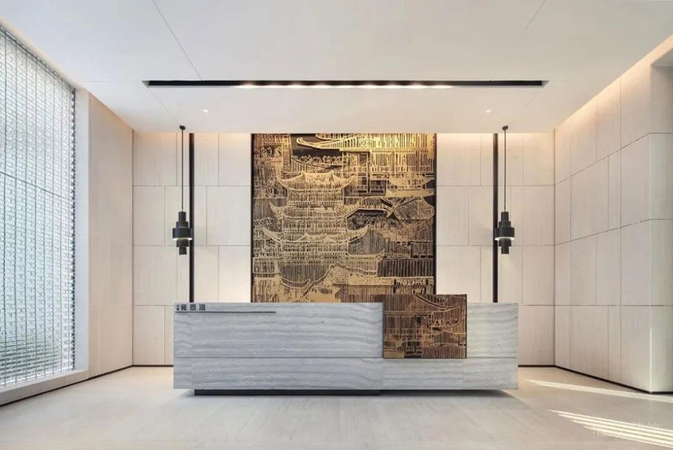 現(xiàn)代中式風(fēng)格辦公場所案例前廳設(shè)計(jì)裝修圖