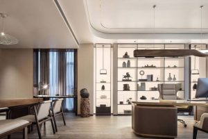 新中式商務(wù)辦公場所董事長辦公室設(shè)計裝修圖