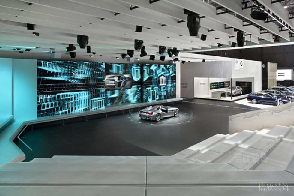 簡約現代科技未來感階梯裝修顯示器大廳辦公室裝修