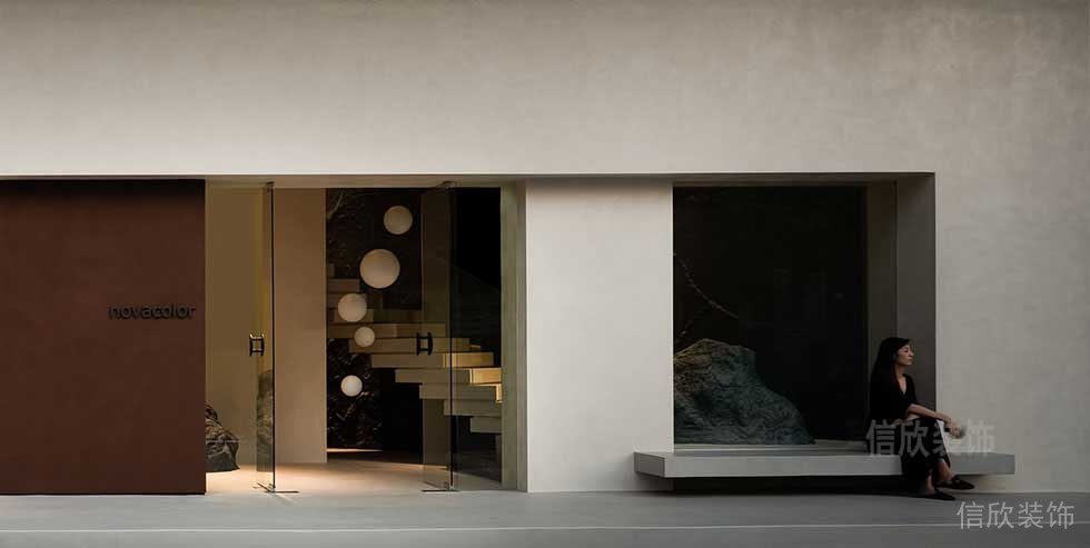 日式簡約風獨立工作室裝修效果圖戶外休息區(qū)墻體鏤空效果圖