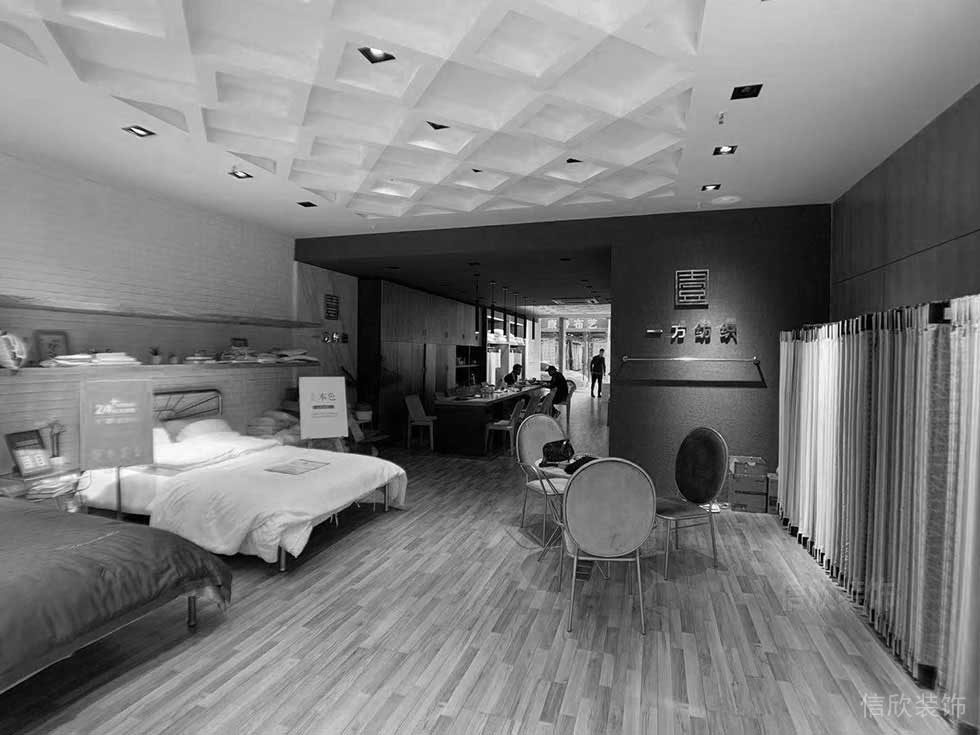 展廳裝修效果圖店鋪設計木質地板家紡效果休息區