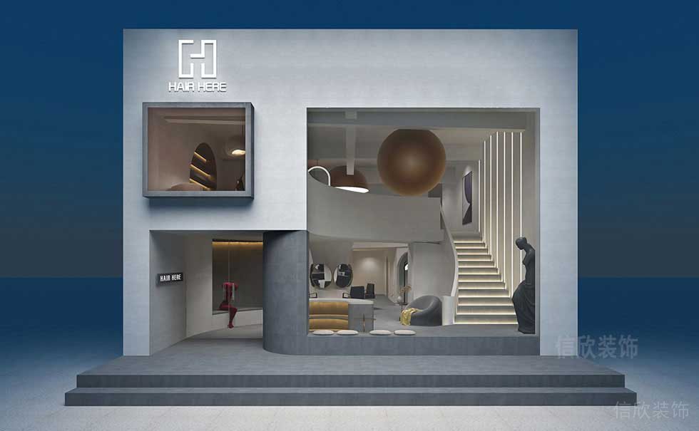 店鋪玻璃設計獨立復式工作室燈帶創(chuàng)意店鋪裝修效果