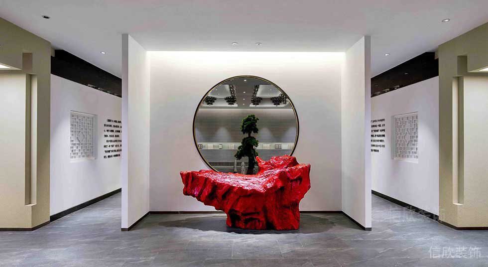 工作室大廳裝修效果圖鏡面大理石地板博物館展覽會陳列裝修