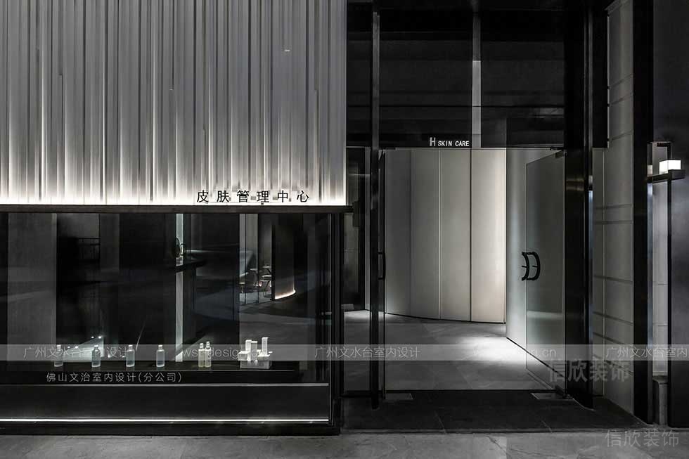 暗色皮膚管理中心美容機構(gòu)燈飾設(shè)計大理石效果圖過道裝修