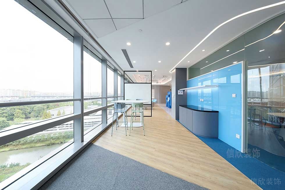 現(xiàn)代北歐風(fēng)辦公室過道空間吧臺休閑區(qū)效果圖