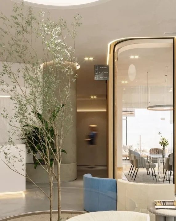 現(xiàn)代北歐風(fēng)辦公室裝修工程前廳等候區(qū)綠植裝飾效果圖