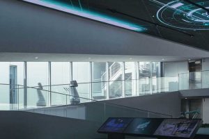 現(xiàn)代風(fēng)格商務(wù)寫(xiě)字樓多媒體展廳效果圖