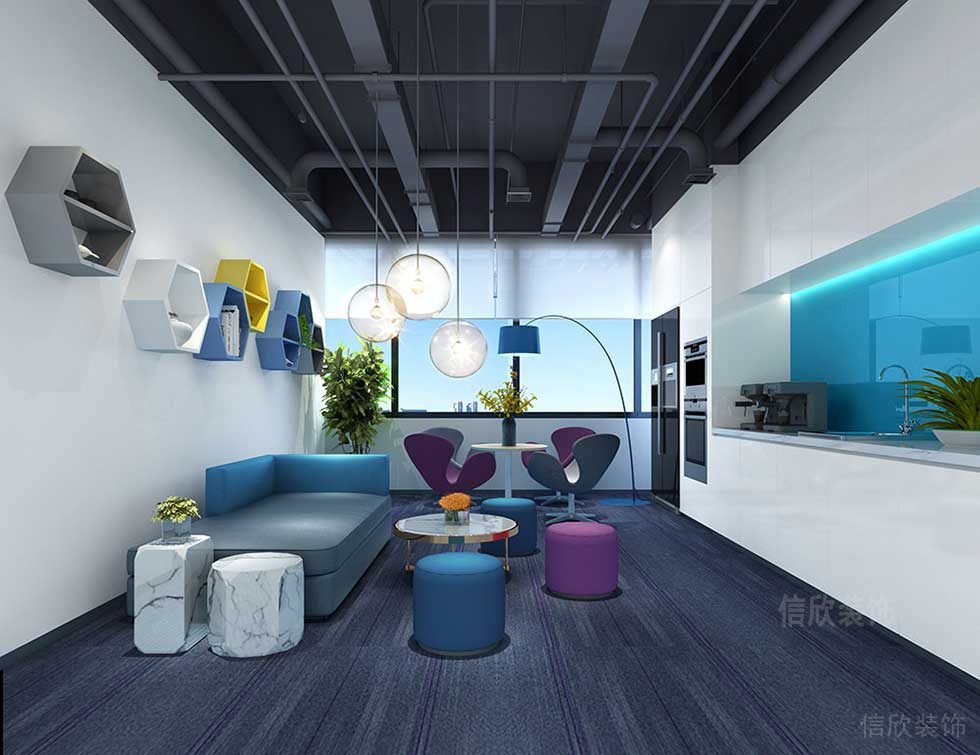 現(xiàn)代簡約風格辦公空間茶水休閑室效果圖