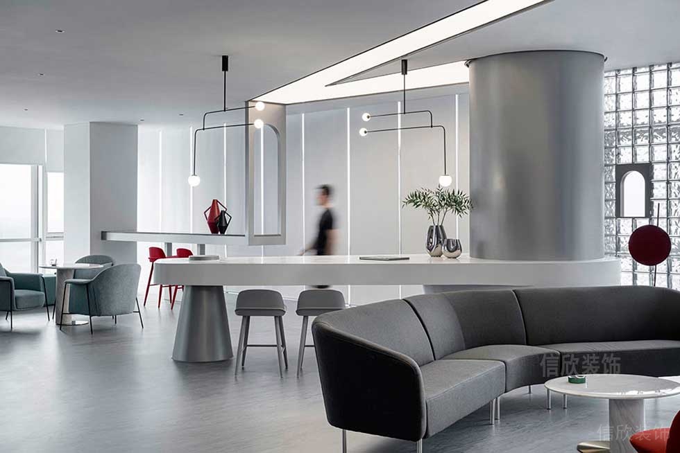 現(xiàn)代簡約風格辦公室案例休閑接待廳效果圖