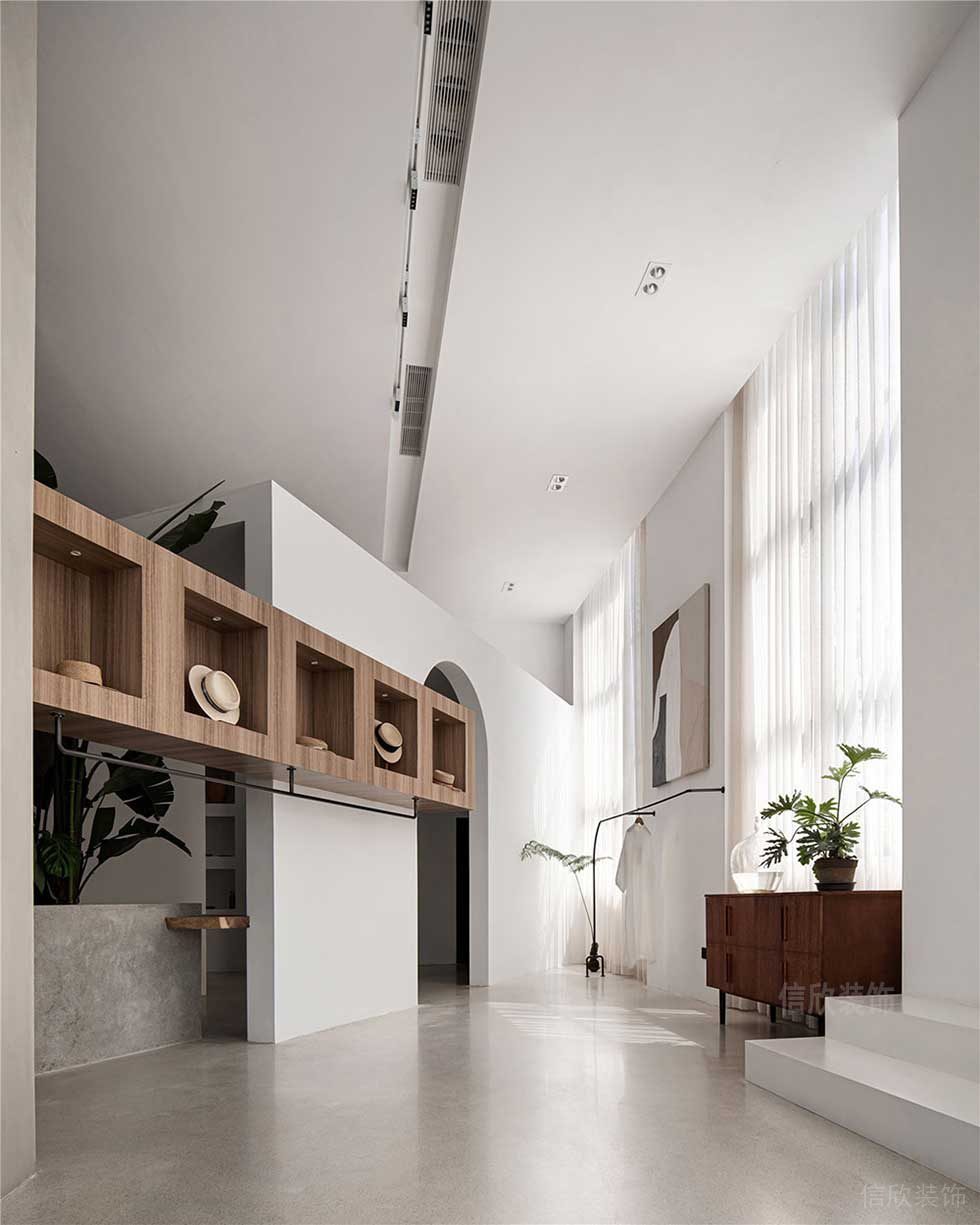 現(xiàn)代簡約風(fēng)格商務(wù)辦公室過道藝術(shù)吊柜效果圖