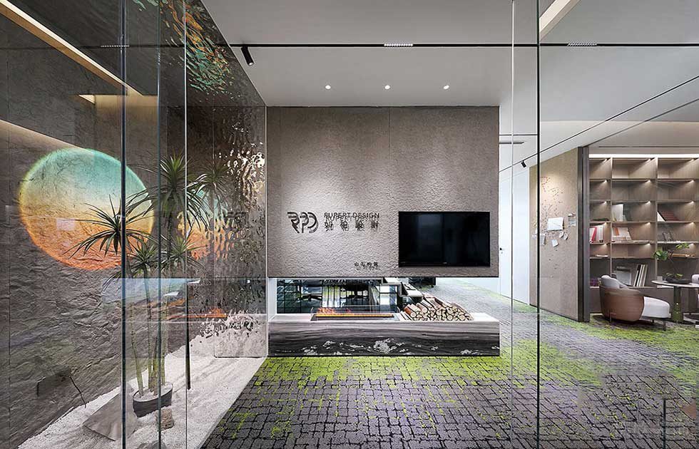 現(xiàn)代簡約風(fēng)格商務(wù)辦公室前廳裝修圖