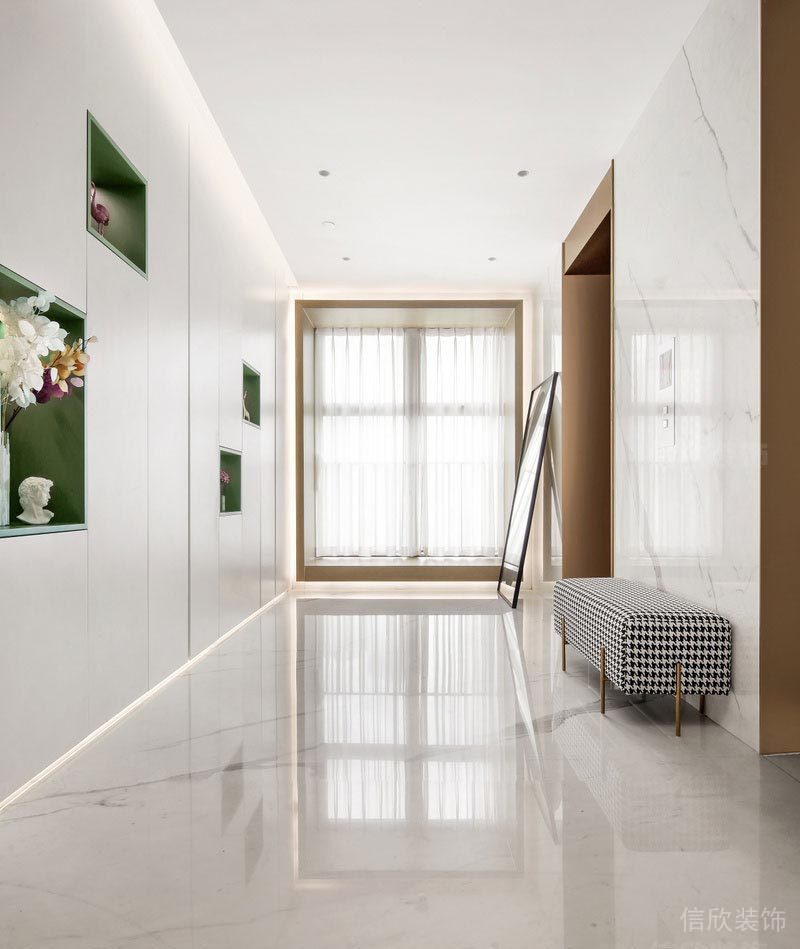 簡約風(fēng)家居淺米色入戶電梯廳效果圖