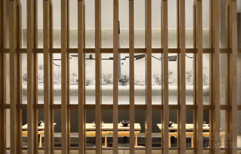 深圳華強北餐飲裝修設(shè)計公司案例格柵材料