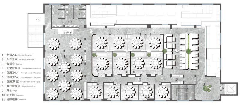 深圳科技園餐飲裝修設(shè)計案例 平面圖
