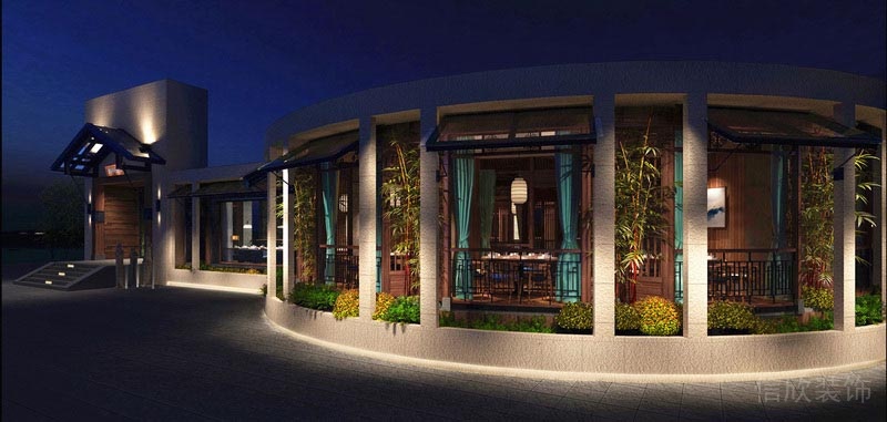 深圳福田餐飲店裝修圖卡座觀景臺(tái)