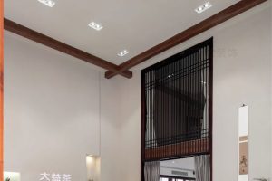 深圳龍崗新中式茶館裝修設(shè)計前廳效果圖