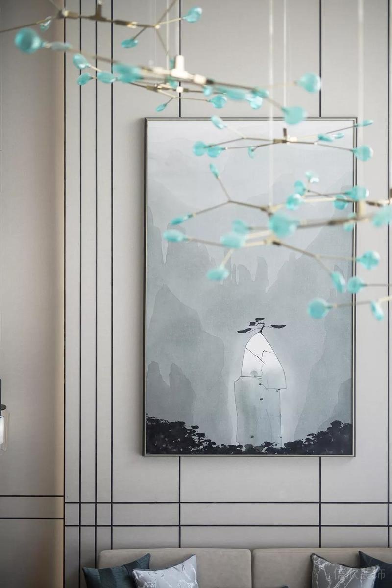 中國(guó)畫(huà)中國(guó)風(fēng)裝修設(shè)計(jì)墻體線條黑白色調(diào)墻體設(shè)計(jì)客廳裝修