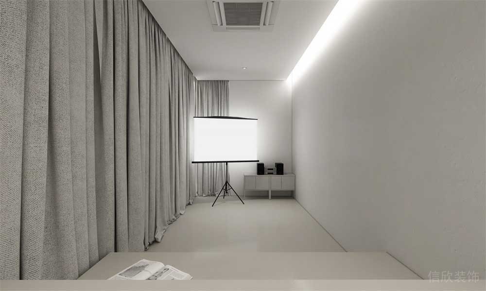 直播間裝修效果圖灰色中性風(fēng)天花中央簡約現(xiàn)代設(shè)計效果