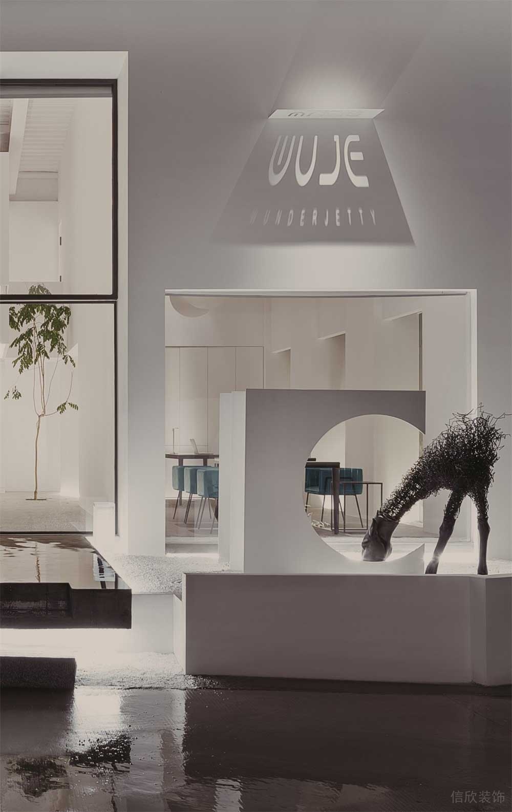 純白墻創意設計店鋪裝修效果都是創意鏤空墻工作室裝修