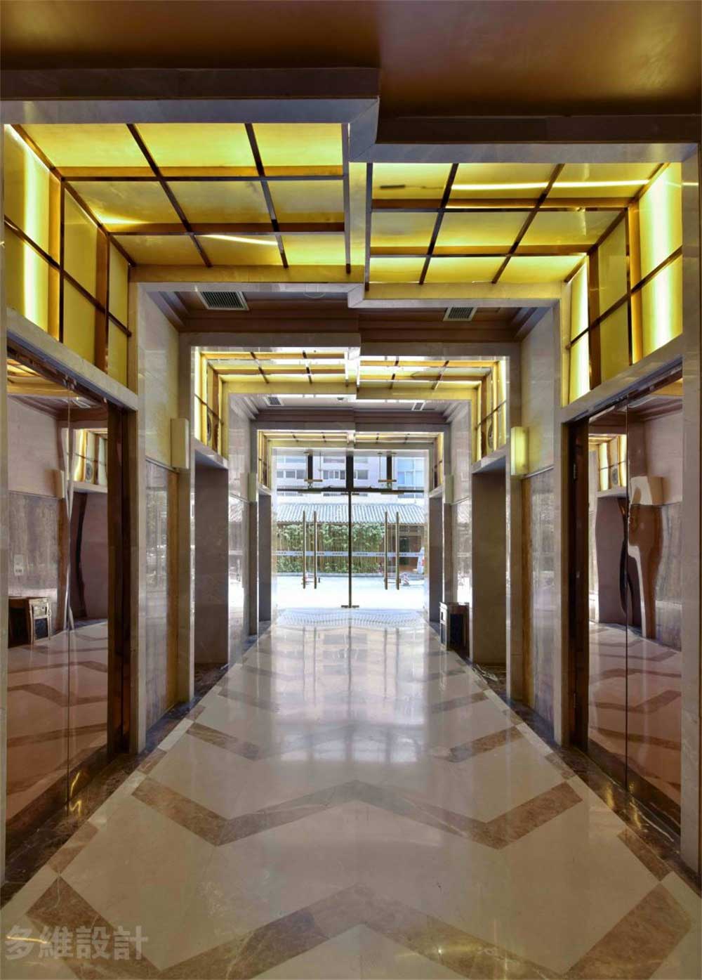 深圳寶安1000平方輕奢風(fēng)格公司大堂裝修電梯廳過道