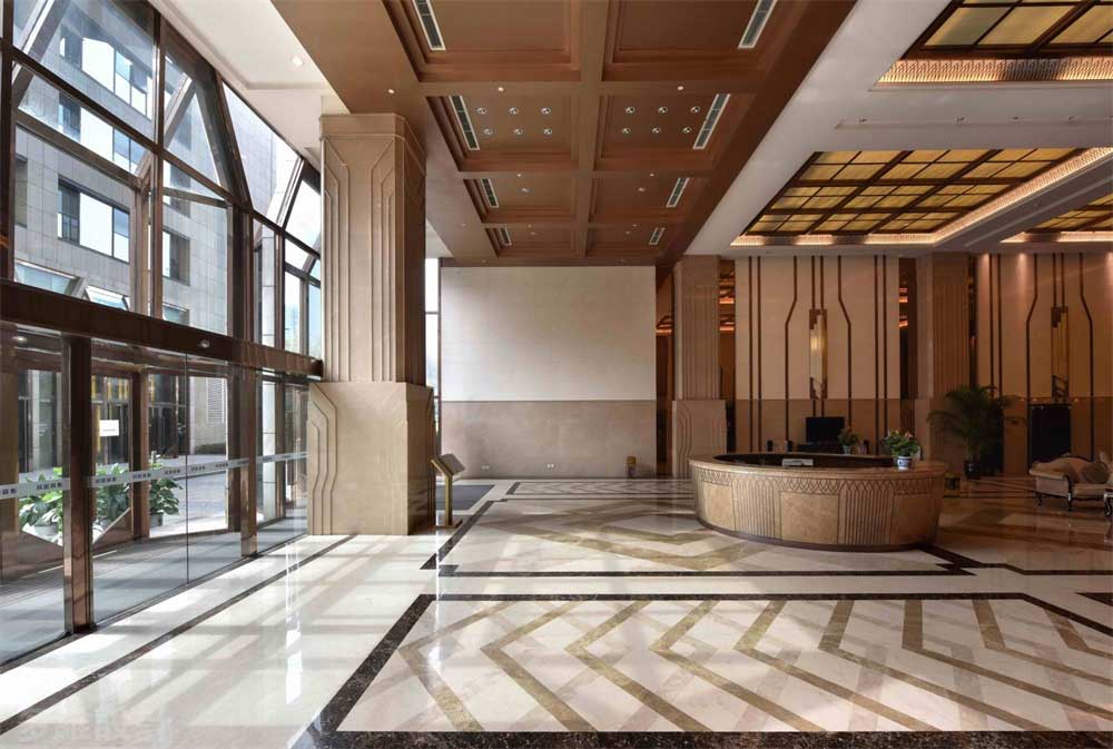 深圳寶安1000平方輕奢風(fēng)格寫(xiě)字樓大堂裝修空調(diào)暖通系統(tǒng)