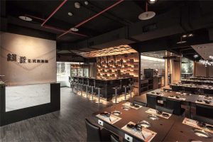 深圳鹽田現(xiàn)代簡約風格火鍋店裝修設計大廳用餐區(qū)效果圖