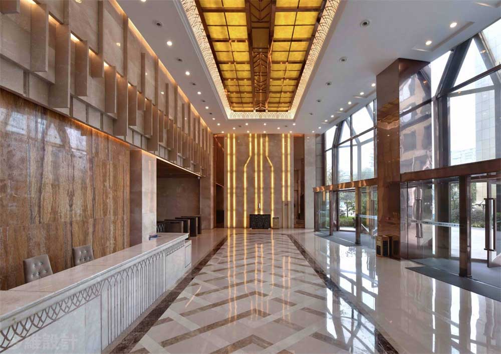 深圳寶安1000平方輕奢風格公司大堂裝修前臺服務區 深圳寶安1000平方輕奢風格公司大堂裝修前臺服務區