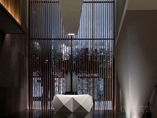 木質(zhì)裝修效果圖辦公室大堂前臺區(qū)