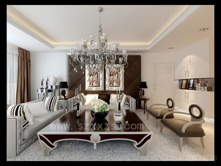 簡歐客廳沙發(fā)茶幾效果圖