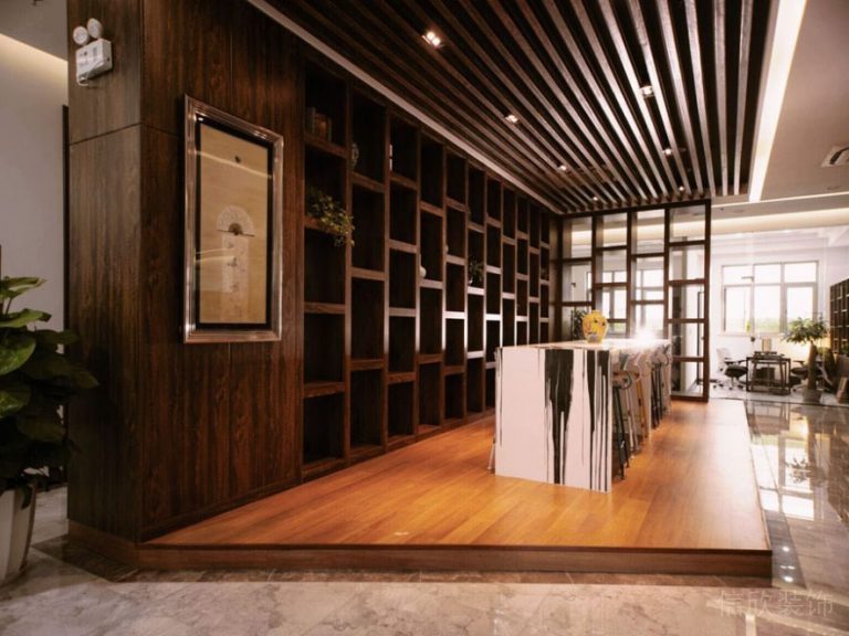 地臺復古收銀臺酒柜收納設計過道餐廳裝修