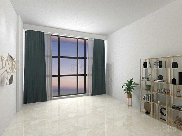 瓷磚地面金屬柜子布藝窗簾設(shè)計效果圖