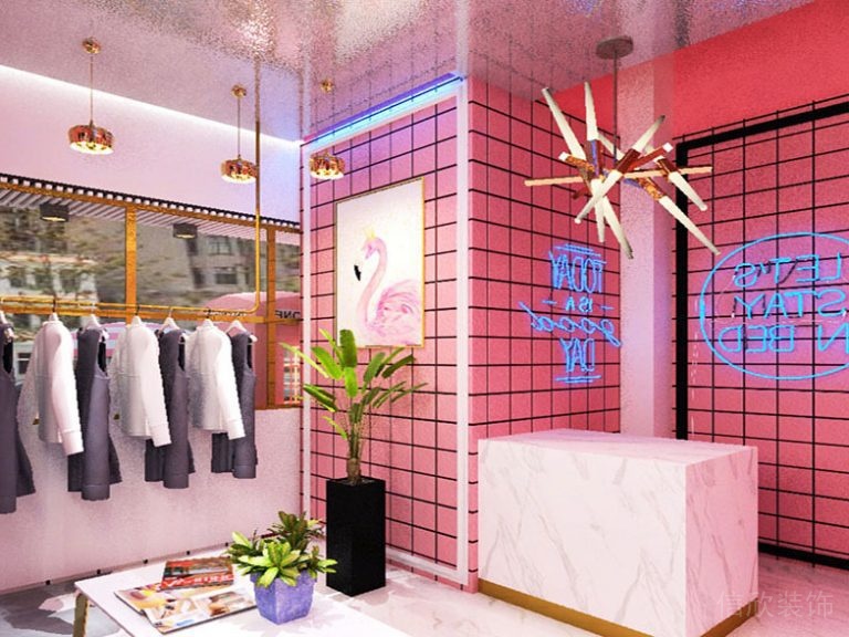 展示區(qū)粉色背景墻效果圖設計