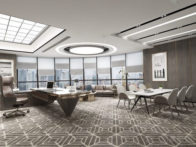 總裁辦公室裝修效果圖天花設(shè)計(jì)裝修地毯會議室灰色調(diào)裝修