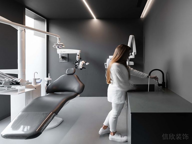 商務(wù)風皮革黑色沙發(fā)躺椅治療診室牙科洗手池簡約效果圖