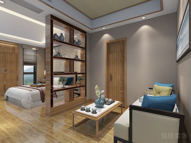 鏤空實(shí)木墻體效果圖茶水間休息區(qū)臥室休息區(qū)裝修