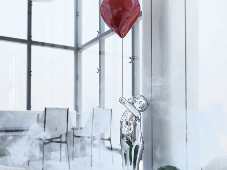 金屬藝術(shù)擺件休息區(qū)落地窗辦公樓裝修效果洽談區(qū)