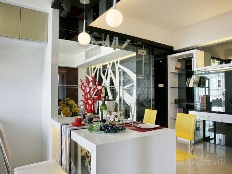 餐具全屋定制裝修效果白色座椅簡約就餐區(qū)設(shè)計(jì)圖