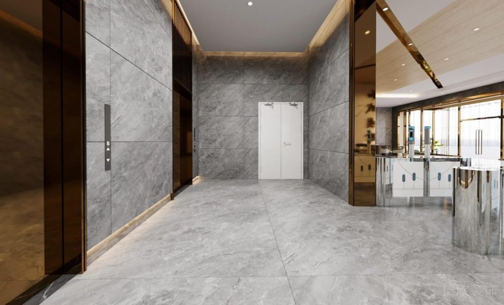 現(xiàn)代風(fēng)格辦公樓入口電梯廳裝修設(shè)計效果圖