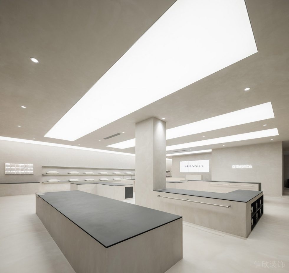 深圳市龍崗區(qū)中心城現(xiàn)代風(fēng)科技枕專賣店裝修矮島臺