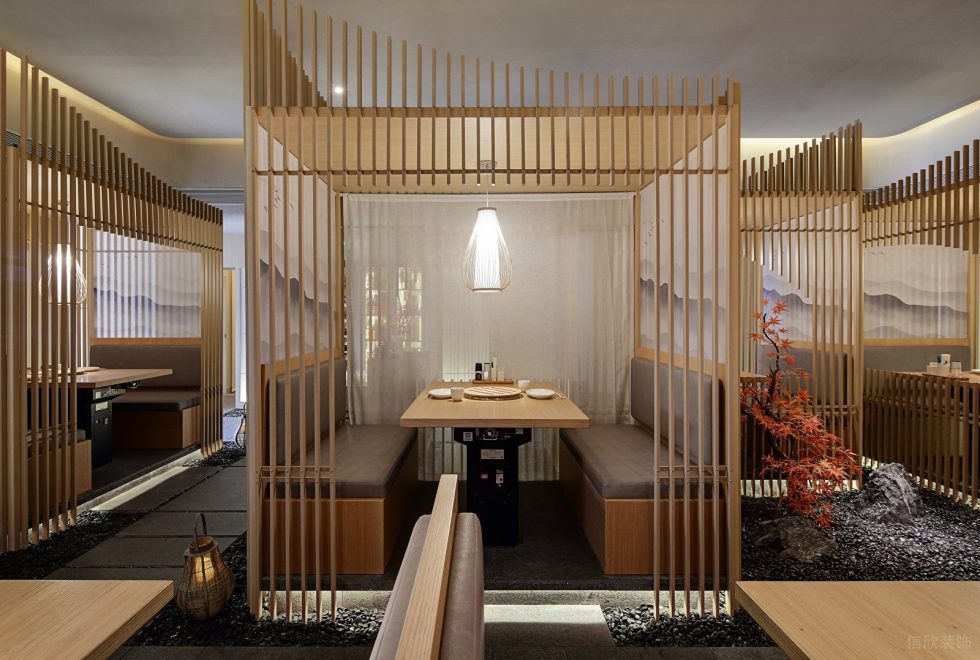 深圳福田天健時尚新天地和風日式料理餐廳裝修案例卡座 深圳福田天健時尚新天地和風日式料理餐廳裝修案例卡座