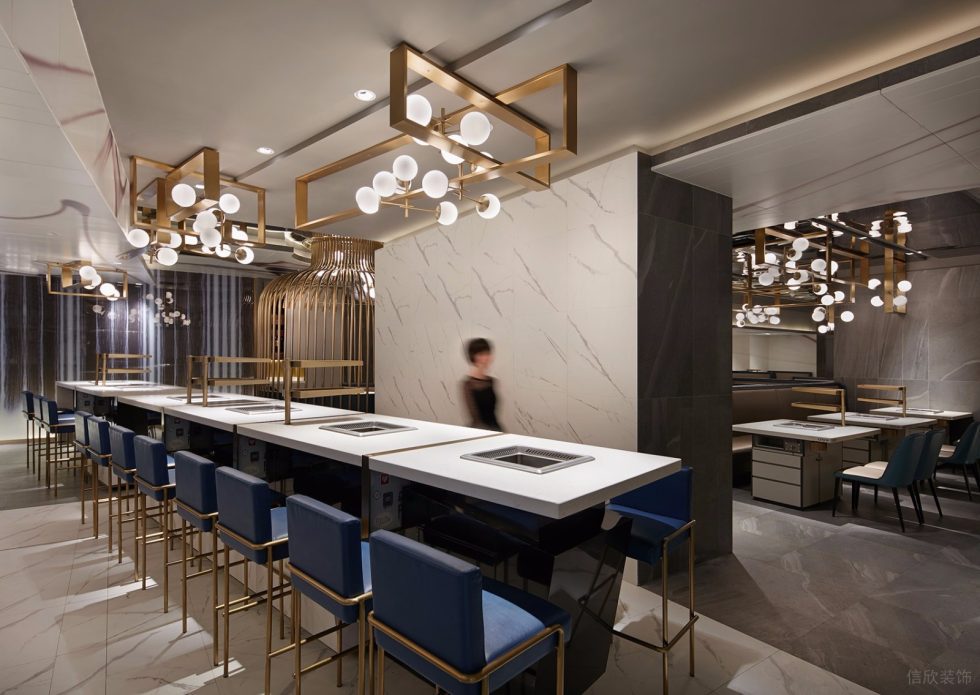 深圳福田星河世紀現代輕奢風火鍋餐廳裝修案例吧臺用餐區 深圳福田星河世紀現代輕奢風火鍋餐廳裝修案例吧臺用餐區