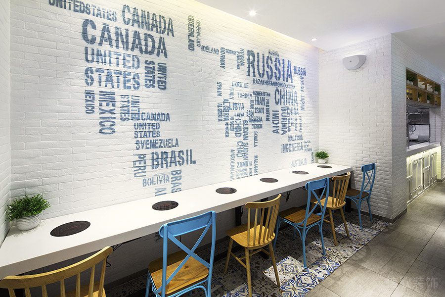 深圳光明龍光玖龍臺北歐風格火鍋店裝修案例內嵌式長條形餐桌 深圳光明龍光玖龍臺北歐風格火鍋店裝修案例內嵌式長條形餐桌