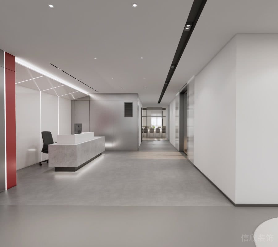 辦公室前臺(tái)接待區(qū)形象墻線型燈光